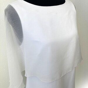 Calvin Klein White Zippered Round Neck Short Cocktail Shift Dress, Size 4